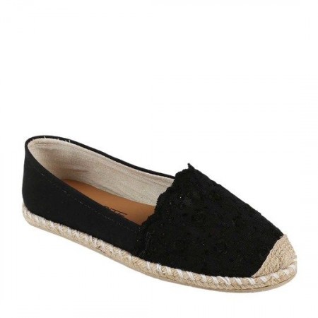 ALPARGATA BORDADA FLORAL PRETO